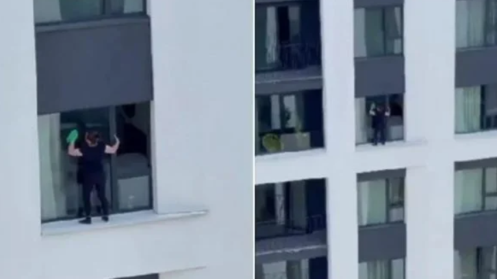 Video/ E frikshme se si gruaja në katin e 10-të pastron dritaret pa asnjë mbrojtje