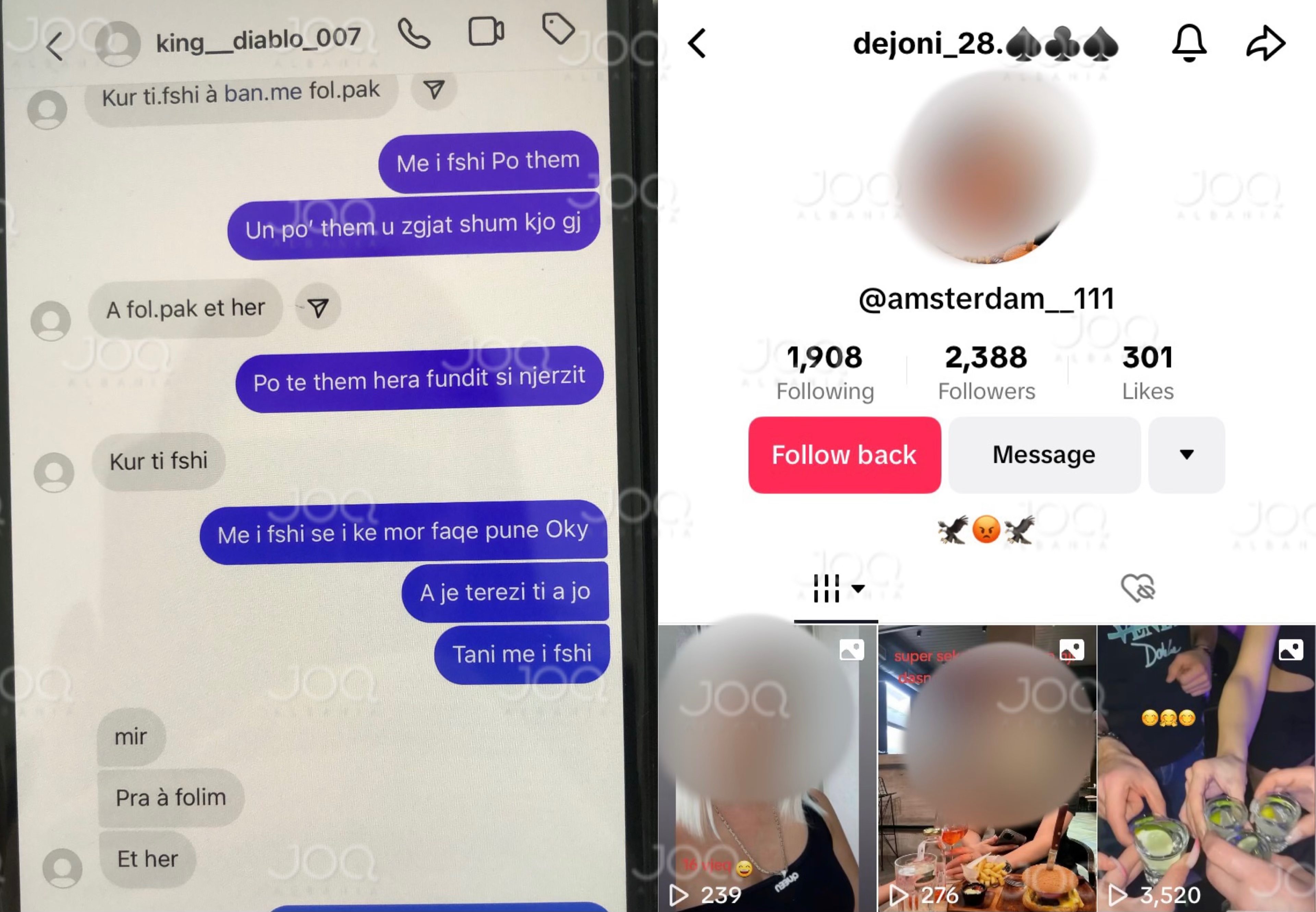 “King Diablo nga Mirdita vjedh fotot tona nga Instagrami dhe i poston në TikTok, po na shkatërron familjen”