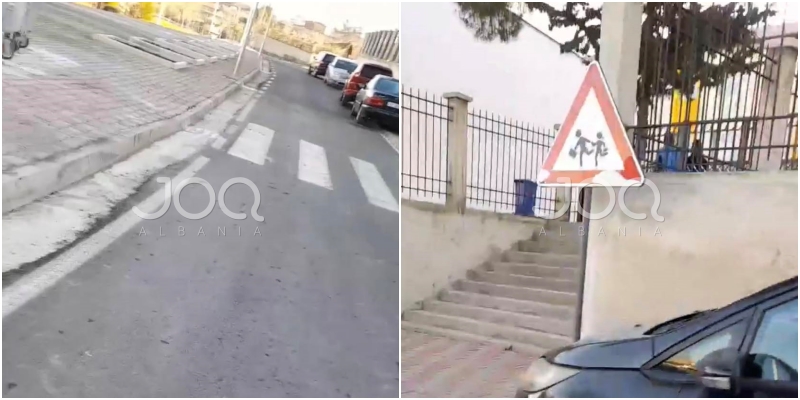 Patos: Makinat parkohen në trotuar dhe nxënësit e shkollës ecin në rrugë