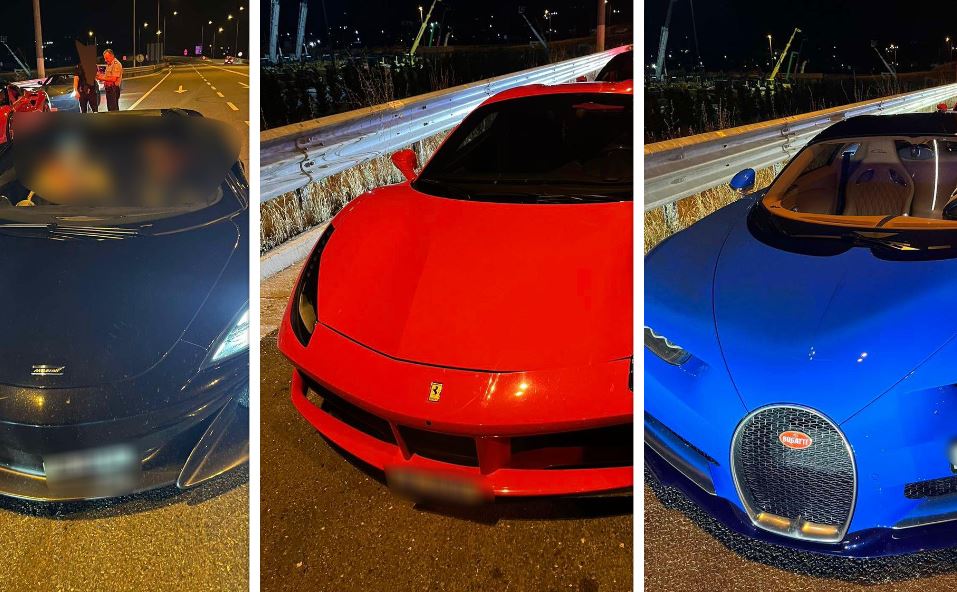 Gara në autostradën e Kosovës midis Ferrarit, Maseratit dhe Bugatit, gjobiten nga policia