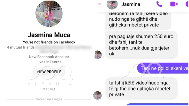 Gruaja shantazhohet nga “Jasmina”: Më jep 250 euro ose të publikova videot e burrit!