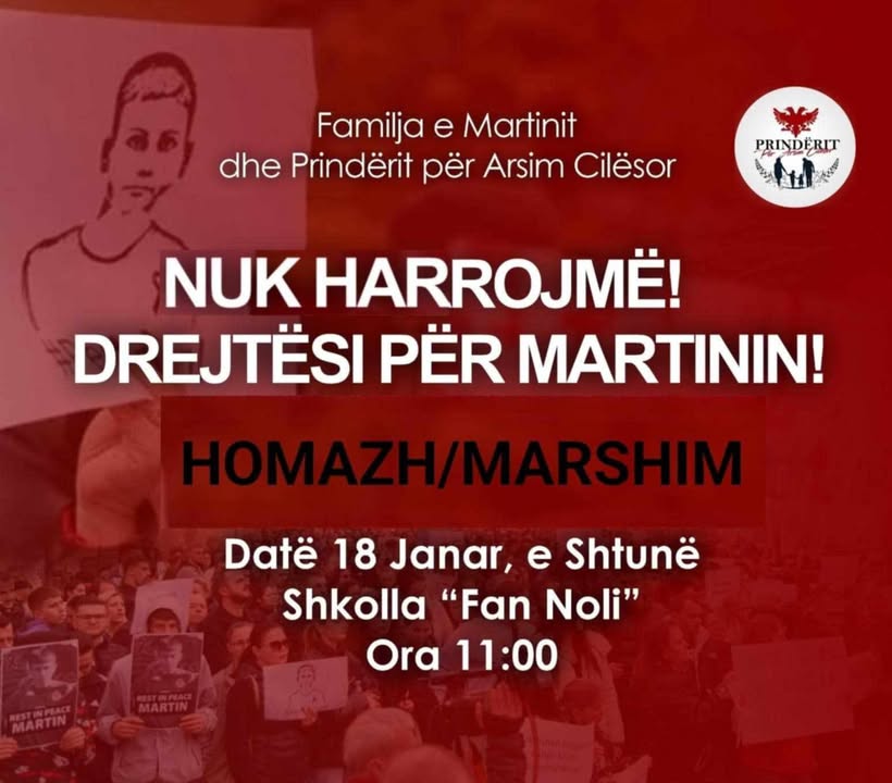 Thirrje për homazh dhe marshim  Nuk Harrojmë  Drejtësi për Martinin 