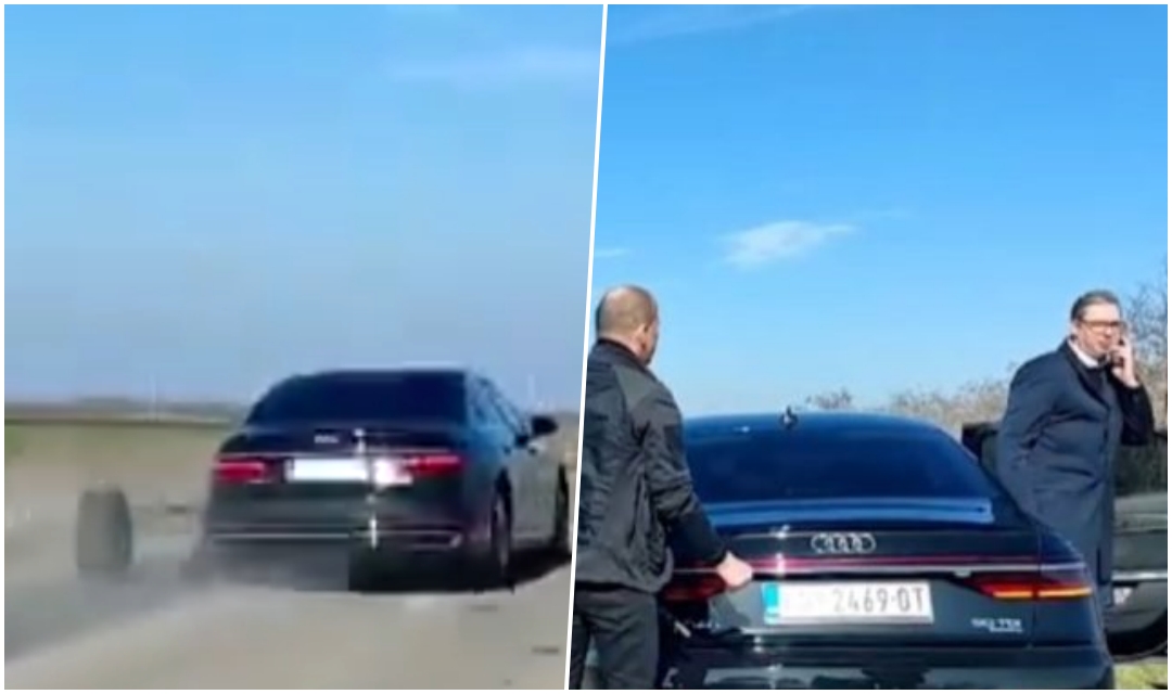 Vuçiç ishte brenda, momenti kur shpërthen goma e makinës së tij zyrtare gjatë lëvizjes