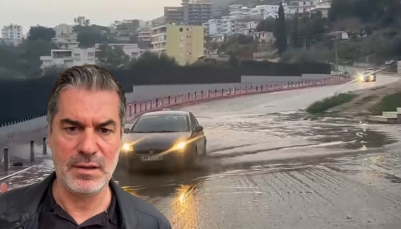 Lungomare në Vlorë kthehet në ‘liqen’ për makina me çdo pikë shiu që bie
