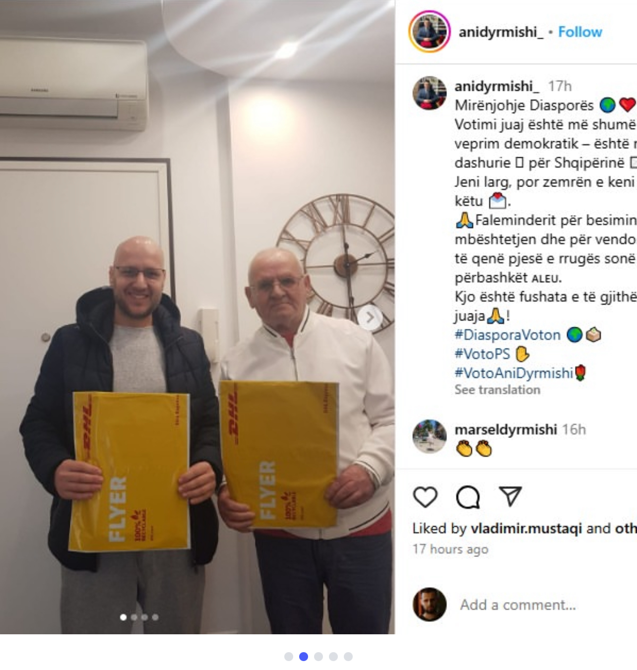 Krim zgjedhor, emigrantët i çojnë votën me prova kandidatit të Rilindjes ai i poston me krenari në Instagram