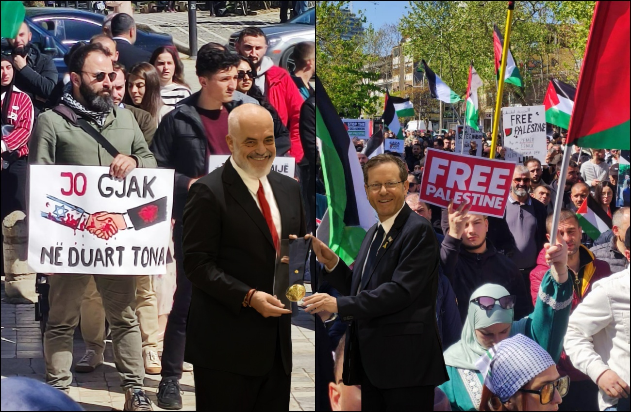 Protestë pro Palestinës në Tiranë, kritika ndaj Ramës për medaljen e nderit