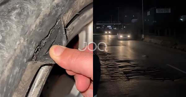 Autostrada Tiranë-Durrës një kurth vdekjeje: Qytetari çan gomat nga gropat