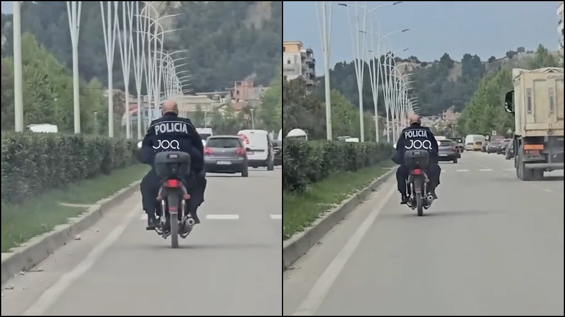Polici në Vlorë s’pyet për rregulla, lëviz pa kokore dhe me motor pa targa