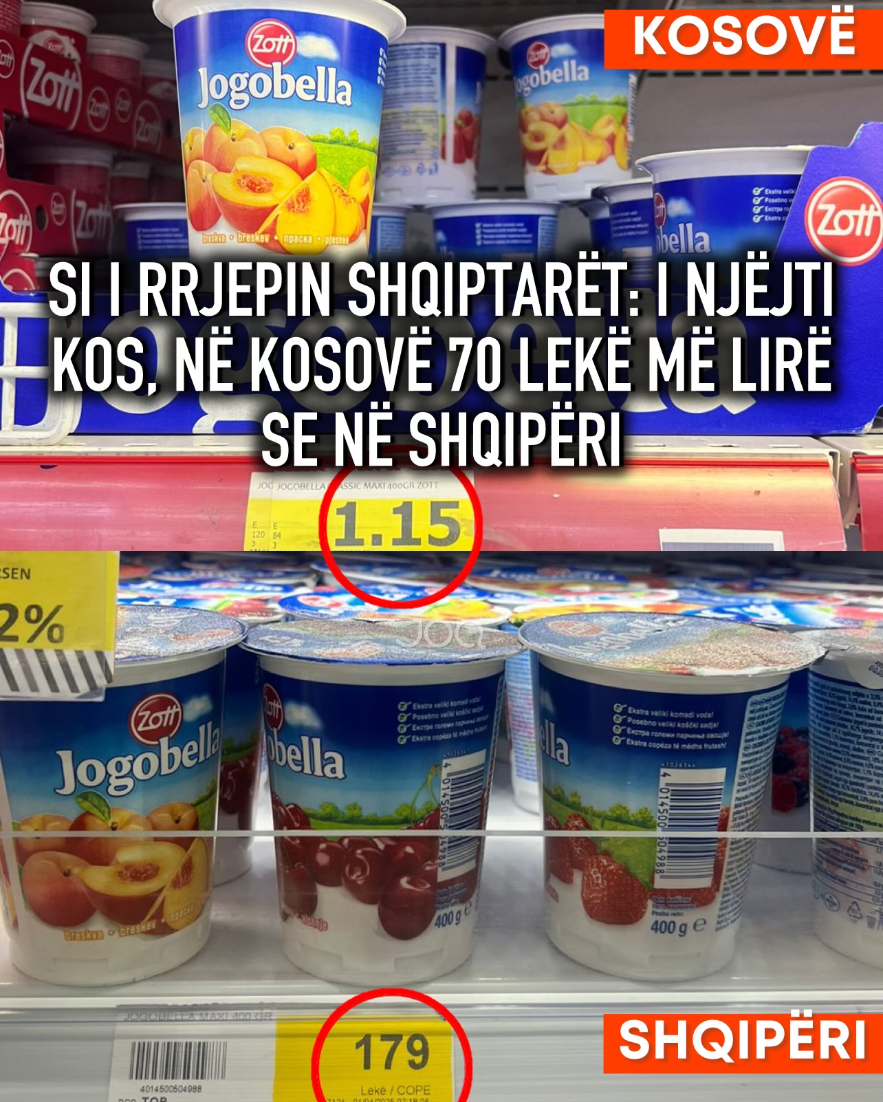 Si i rrjepin shqiptarët: I njëjti kos, në Kosovë 70 lekë më lirë se në Shqipëri