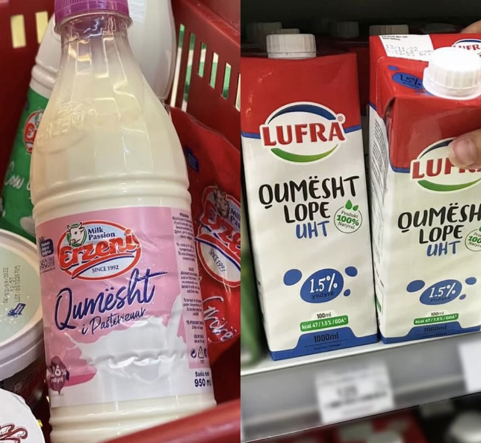 “Lufra” dhe “Erzeni” u kanë  shitur shqiptarëve qumësht kancerogjen