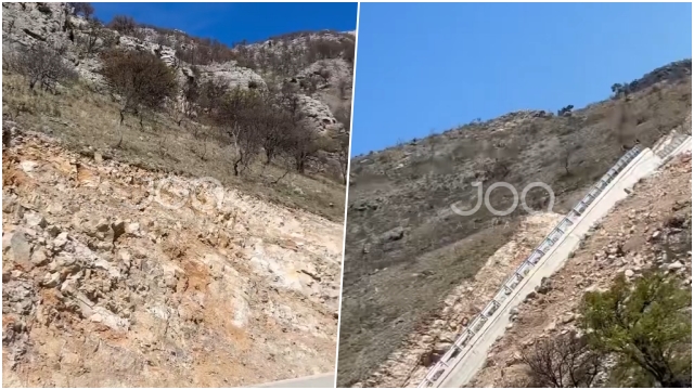 “​Rrjetat mbrojtëse ndaj rrëshqitjes së dherave dhe gurëve mungojnë në rrugën e re Shëngjin-Velipojë”​