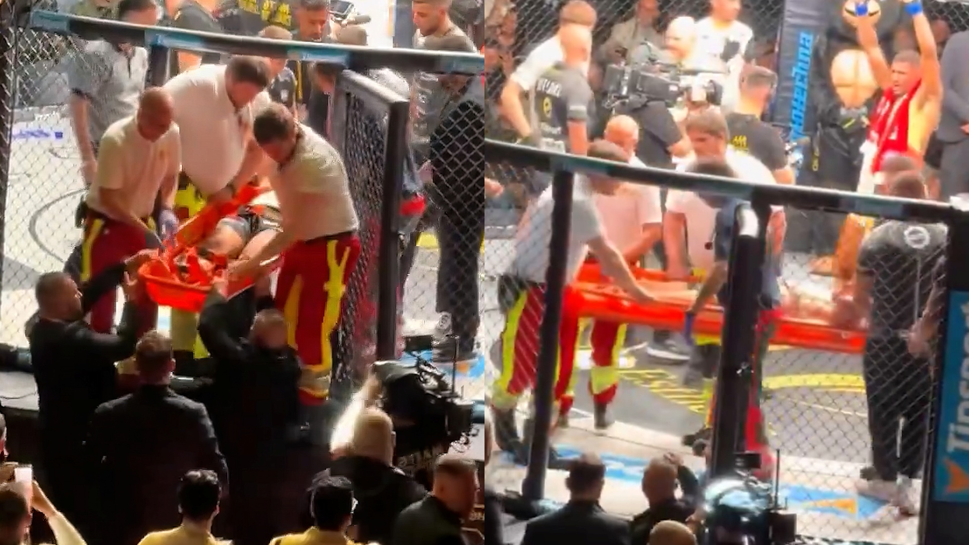 Mori 100 goditje, sportisti shqiptar nxirret me barrelë nga kafazi i ringut