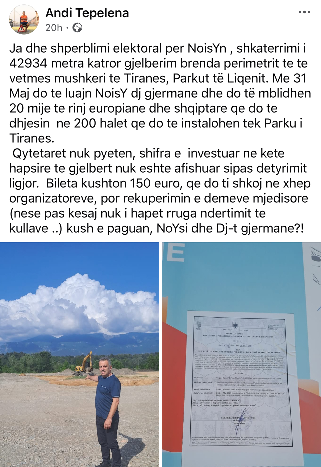 Masakrohet gjelbërimi i Liqenit për Noizyn, Rilindja i jep leje për koncert