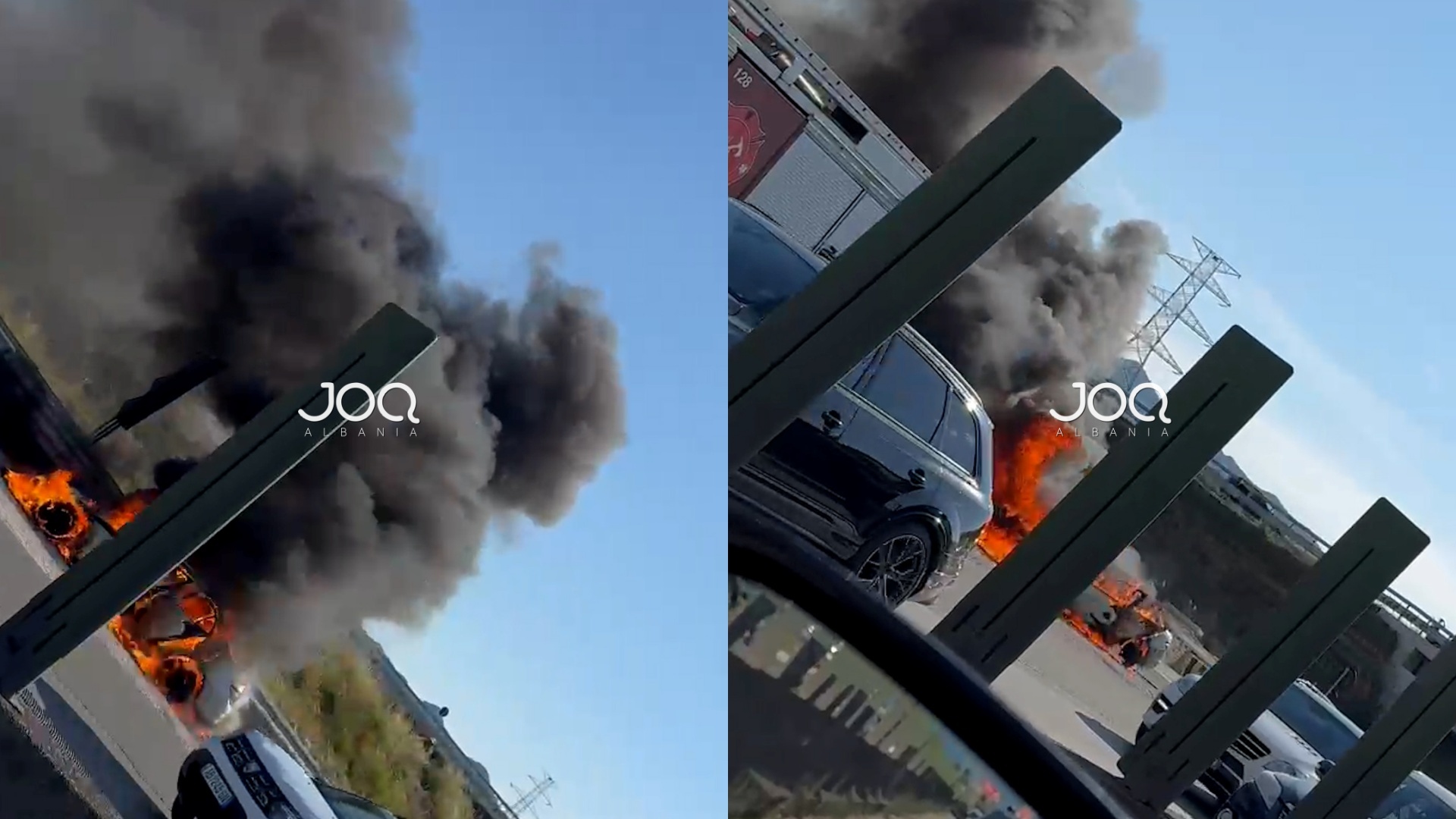 Digjet ‘benzi’ në dalje të autostradës Thumanë-Kashar, shoferi nxjerr valixhet