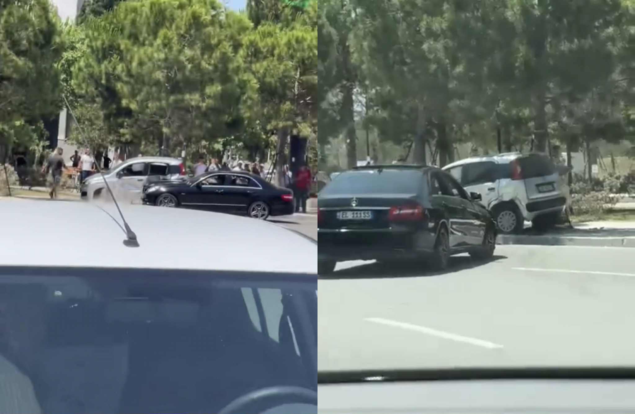‘Çmendet’ i riu me Benz! Përplas disa herë një makinë dhe e nxjerr nga rruga