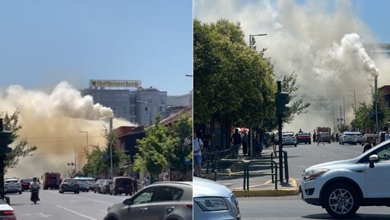 Zjarr te rrethi i “Komunës së Parisit” në Tiranë, tymi mbulon zonën