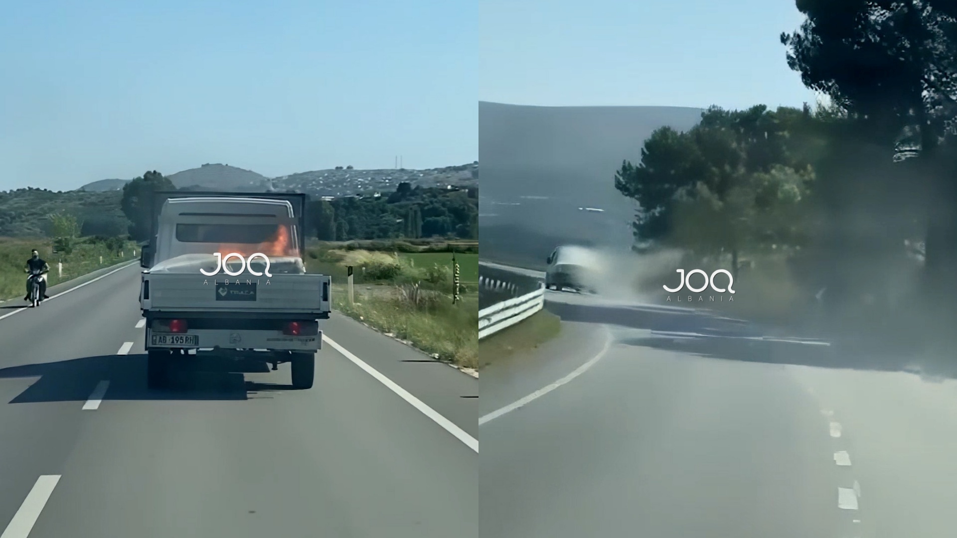 Makina e dyshekëve merr zjarr në ecje, shoferi nuk e dallon fare