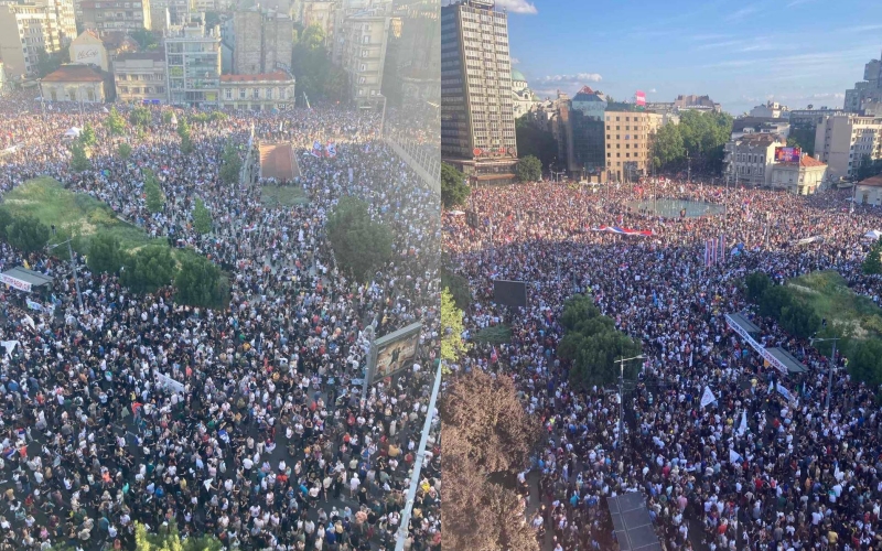 Nuk ndalen serbët, mijëra protestues u bashkohen studentëve në qendër të Beogradit