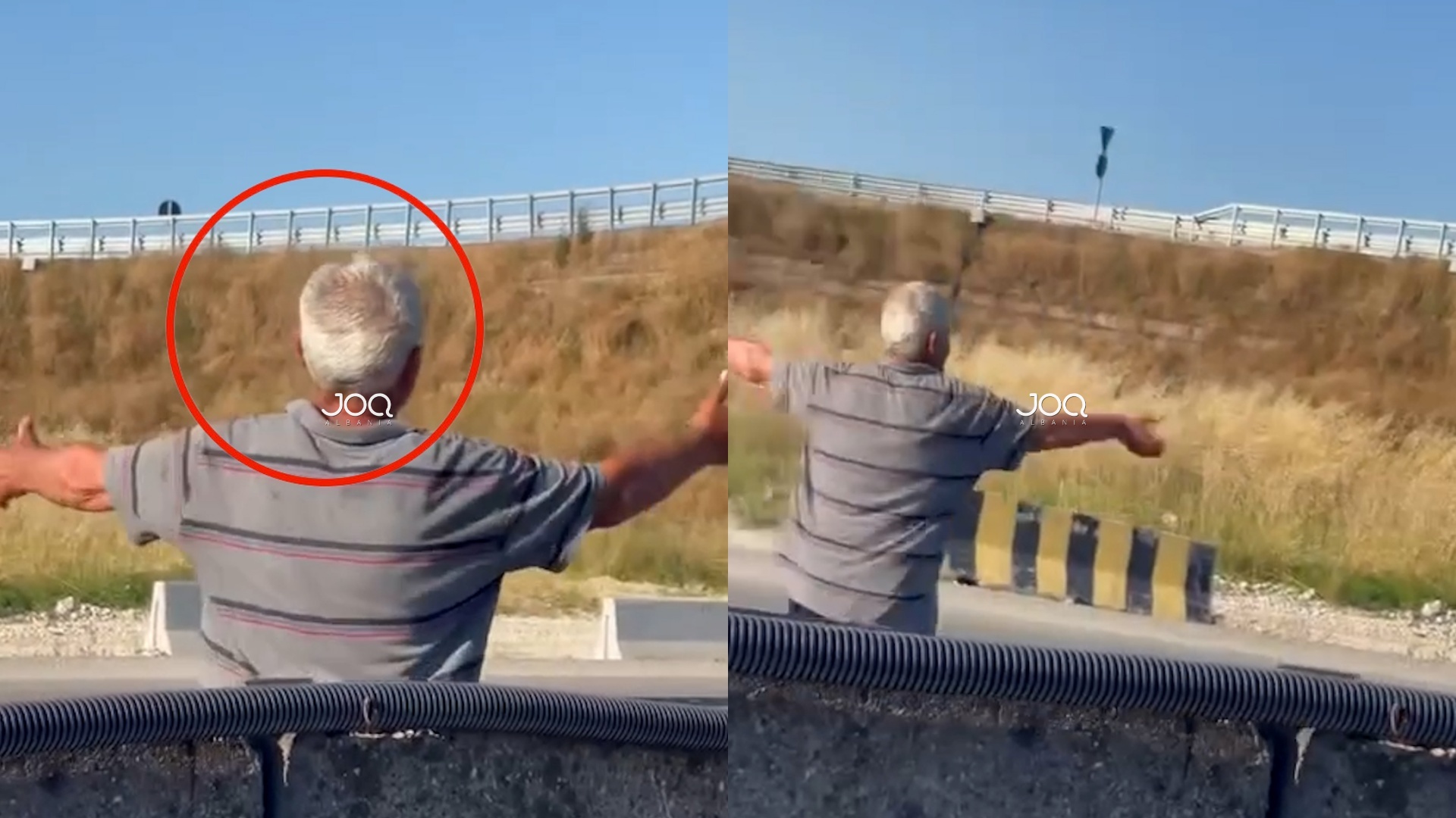 Rrezik aksidenti! Burri kalon autostradën duke kërcyer
