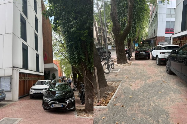 Makinat te Gjykata Administrative “pushtojnë” trotuarin, policia bashkiake asnjë masë