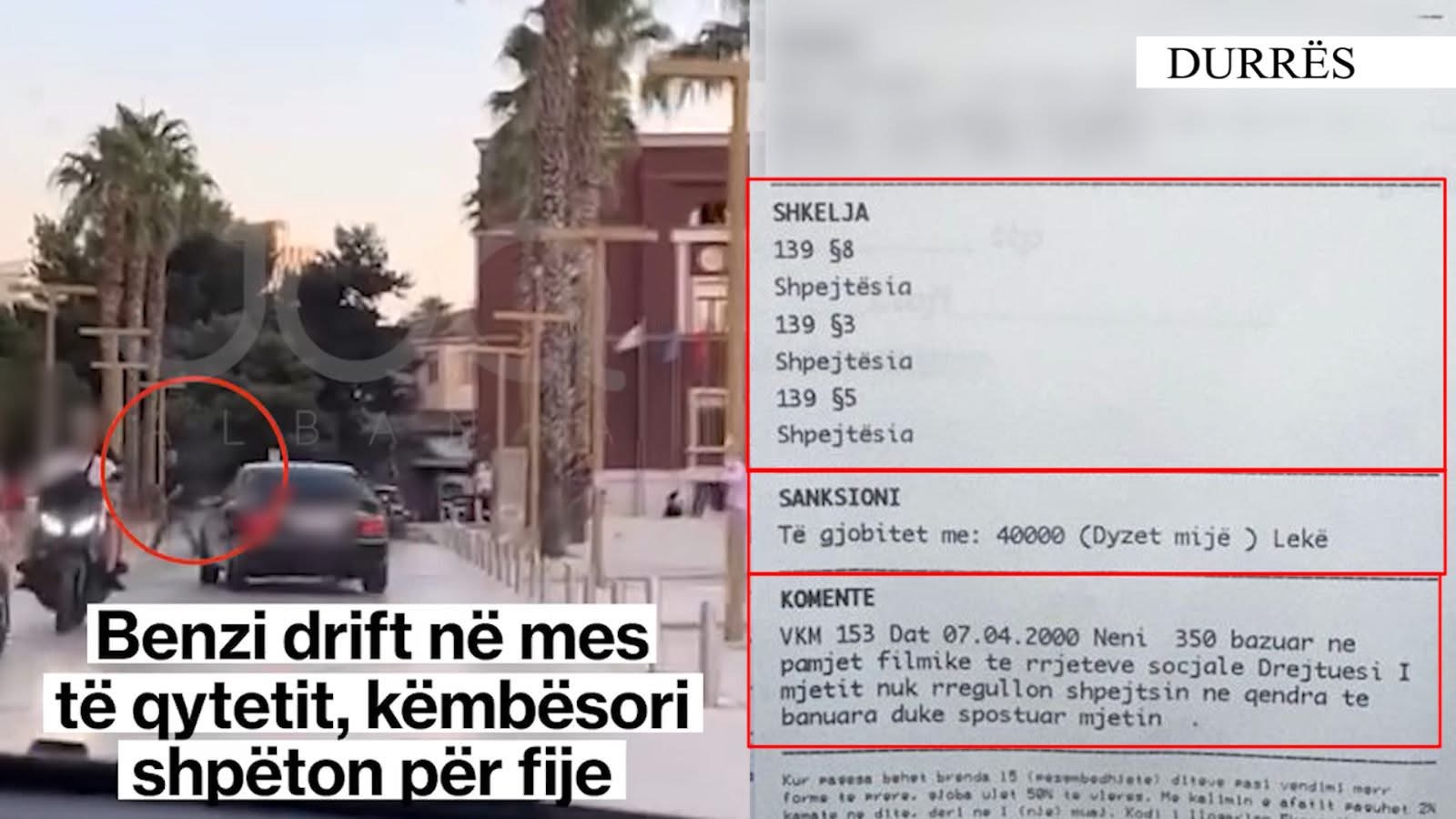 400 mijë lekë gjobë të çmendurit me Benz në Durrës