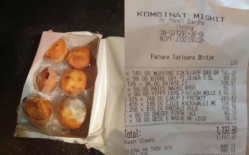Konusmatorja blen muffins te marketi i lagjes, ëmbëlsirat dalin të mykura ndonëse me skadencë të rregullt