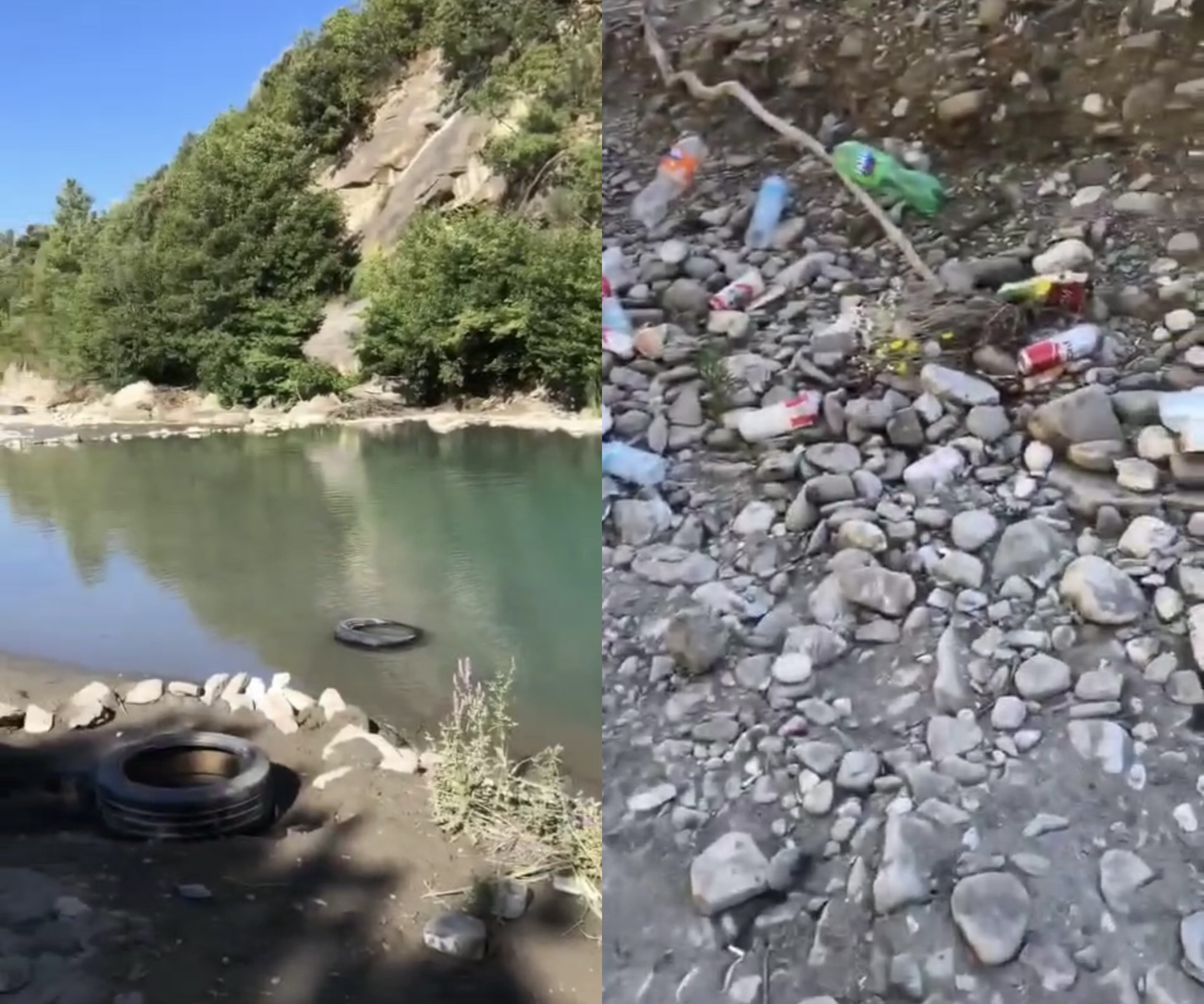 Lumi Erzen shndërrohet në kazan mbeturinash dhe gomash makine
