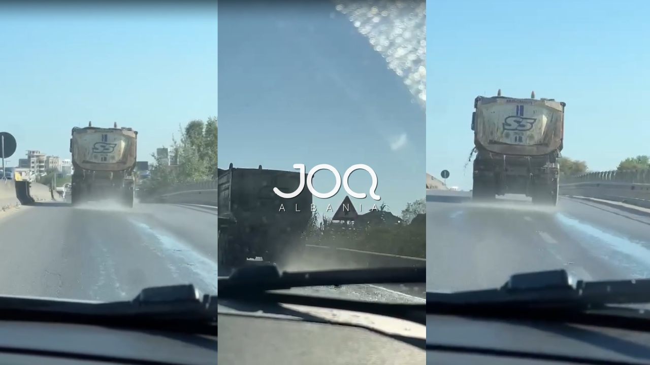 Kamioni i mbushur me ujë dhe gurë i Salillari Group rrezikon drejtuesit në autostradë