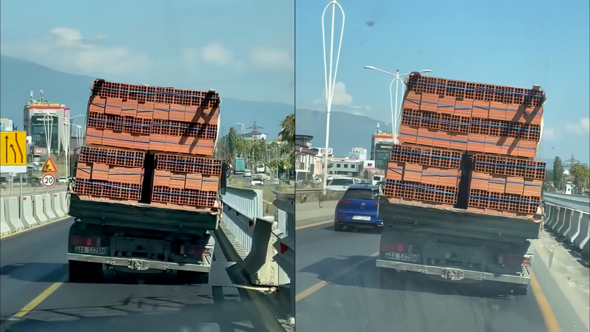 Kamioni me tulla për pak përmbyset në autostradën Durrës Tiranë