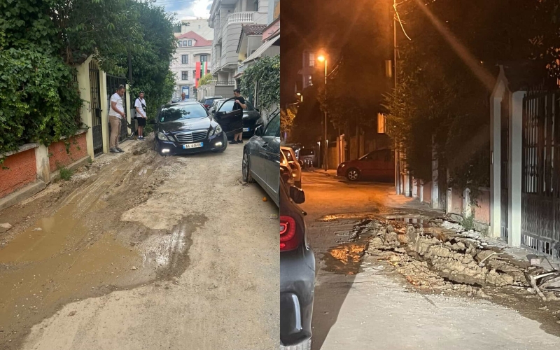 Çahet tubacioni i ujësjellësit në rrugën “Rauf Fico”, UKT vetëm arnon, dëmtohet rruga