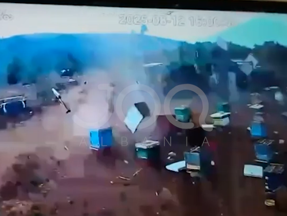 Pamje të frikshme: Pak minuta para zjarrit të madh, një mini-tornado shkatërroi kosheret e bletëve