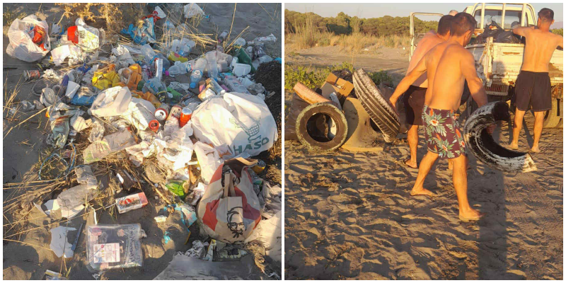 Plazhi i Zvërnecit landfill mbeturinash, qytetarët marrin qeset dhe i mbledhin vetë