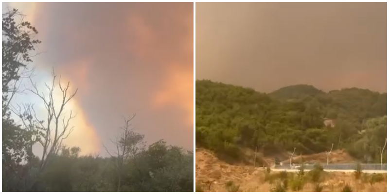 Zjarri te Syri i Kaltër po del jashtë kontrollit, mbyllet qarkullimi në rrugën Sarandë-Muzinë