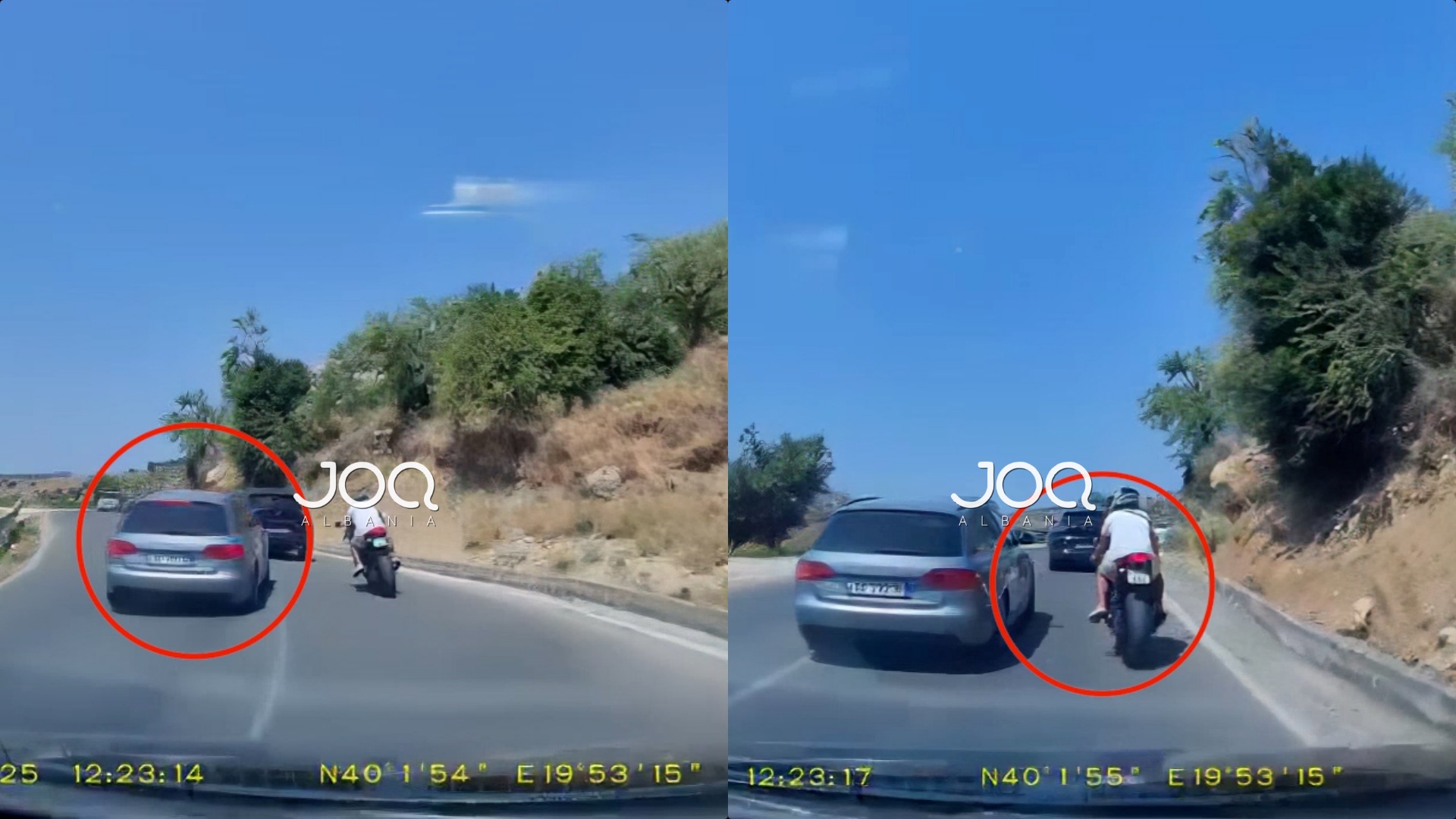Shpëton për ‘fije’ motoçiklisti, kamikazi me ‘Audi’ i rrezikon jetën