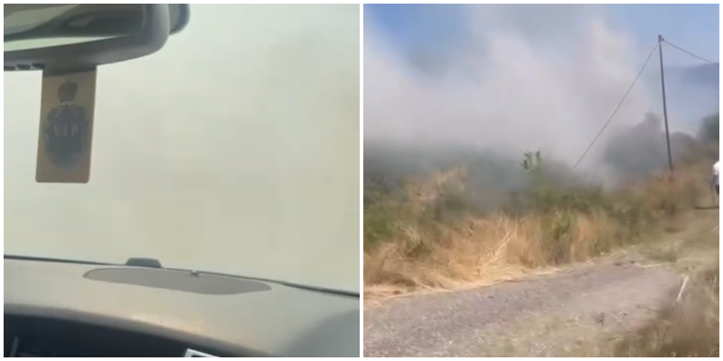 Aksi Lezhë Shkodër mbulohet nga tymi  digjen shkurret anës rrugës