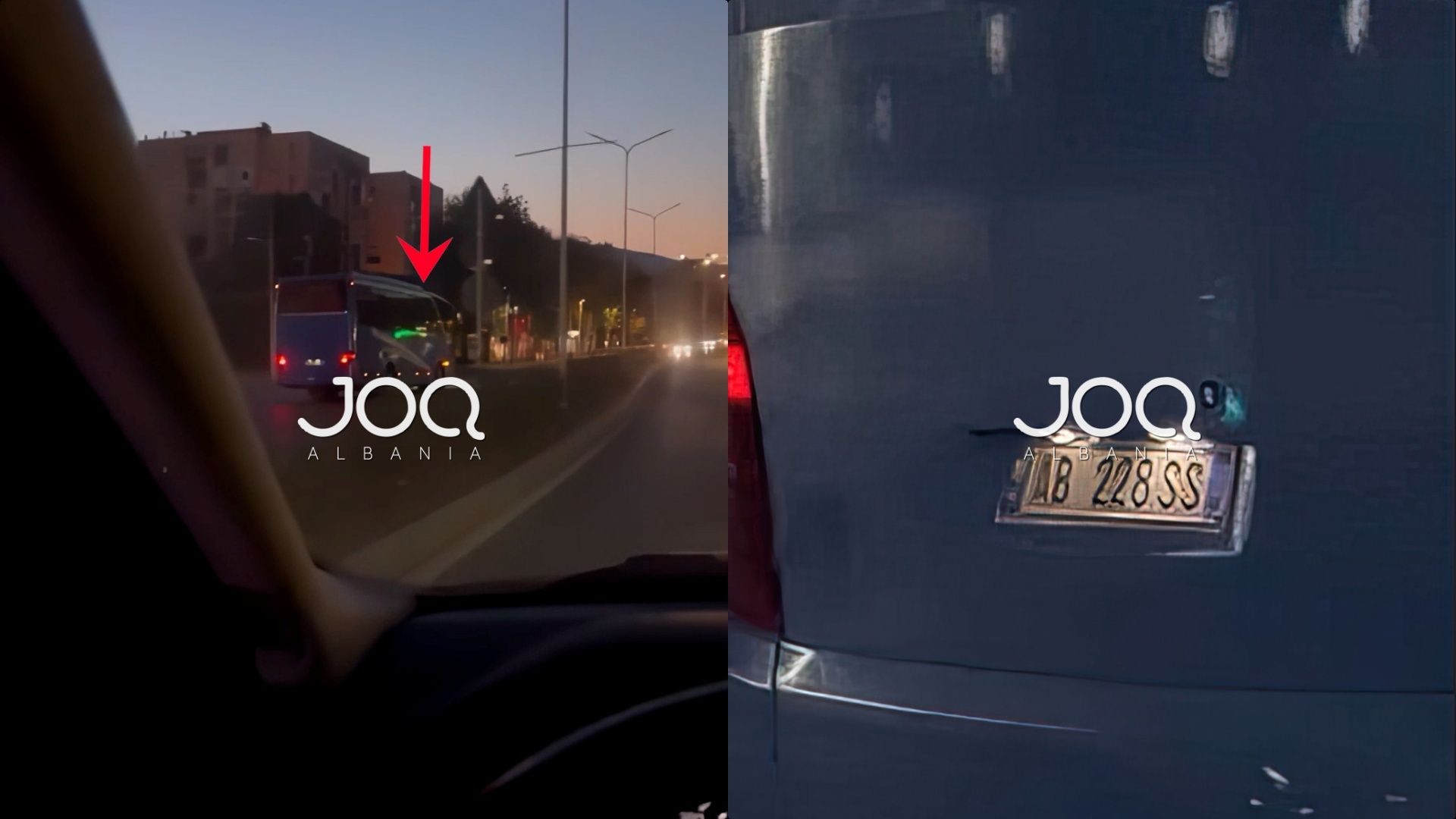 Autobusi i pasagjerëve kundravajtje në mes të Tiranës