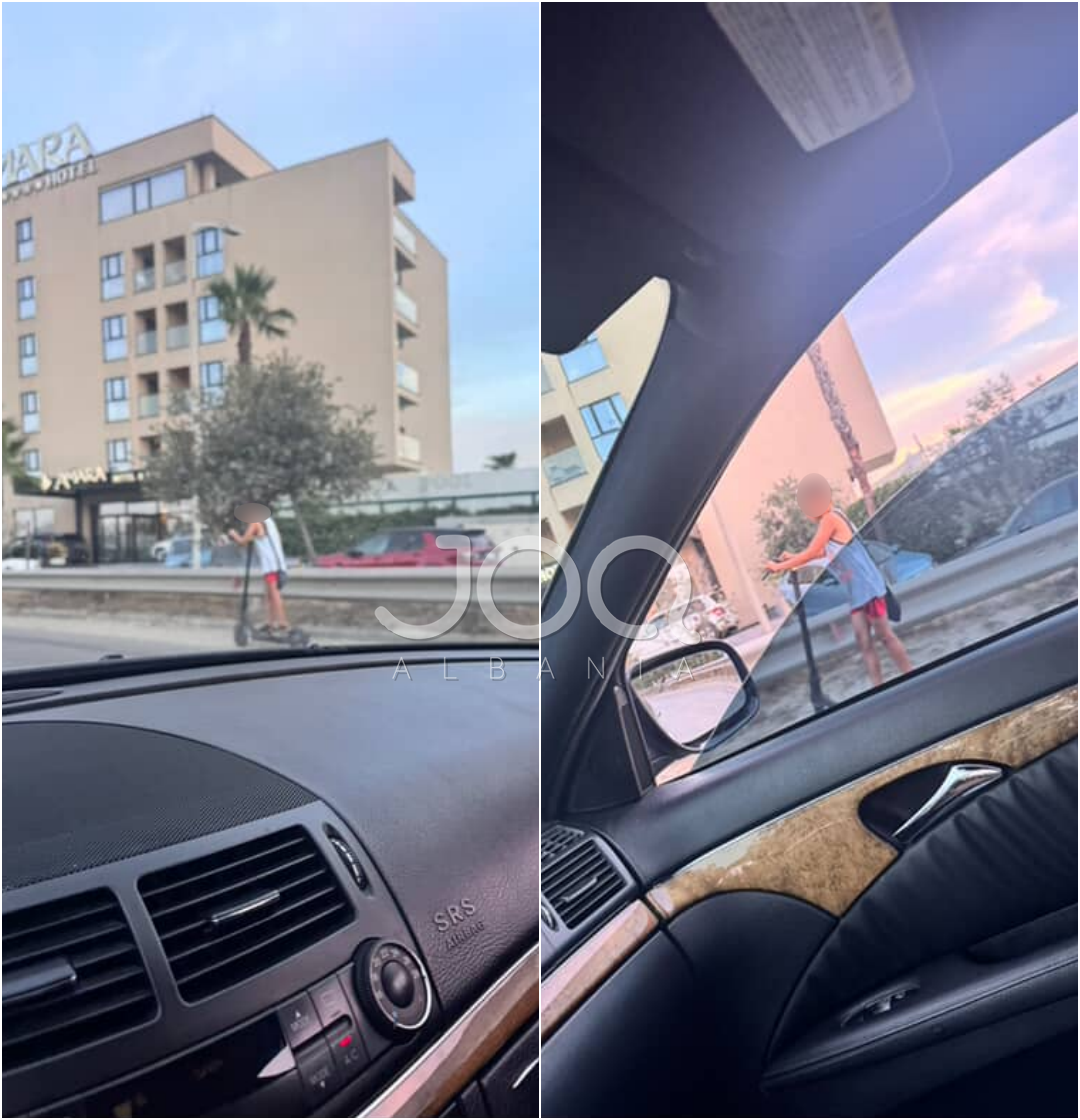Rrezik në autostradë  I mituri me monopatinë në mes të trafikut në Durrës  Kush e ka fajin  