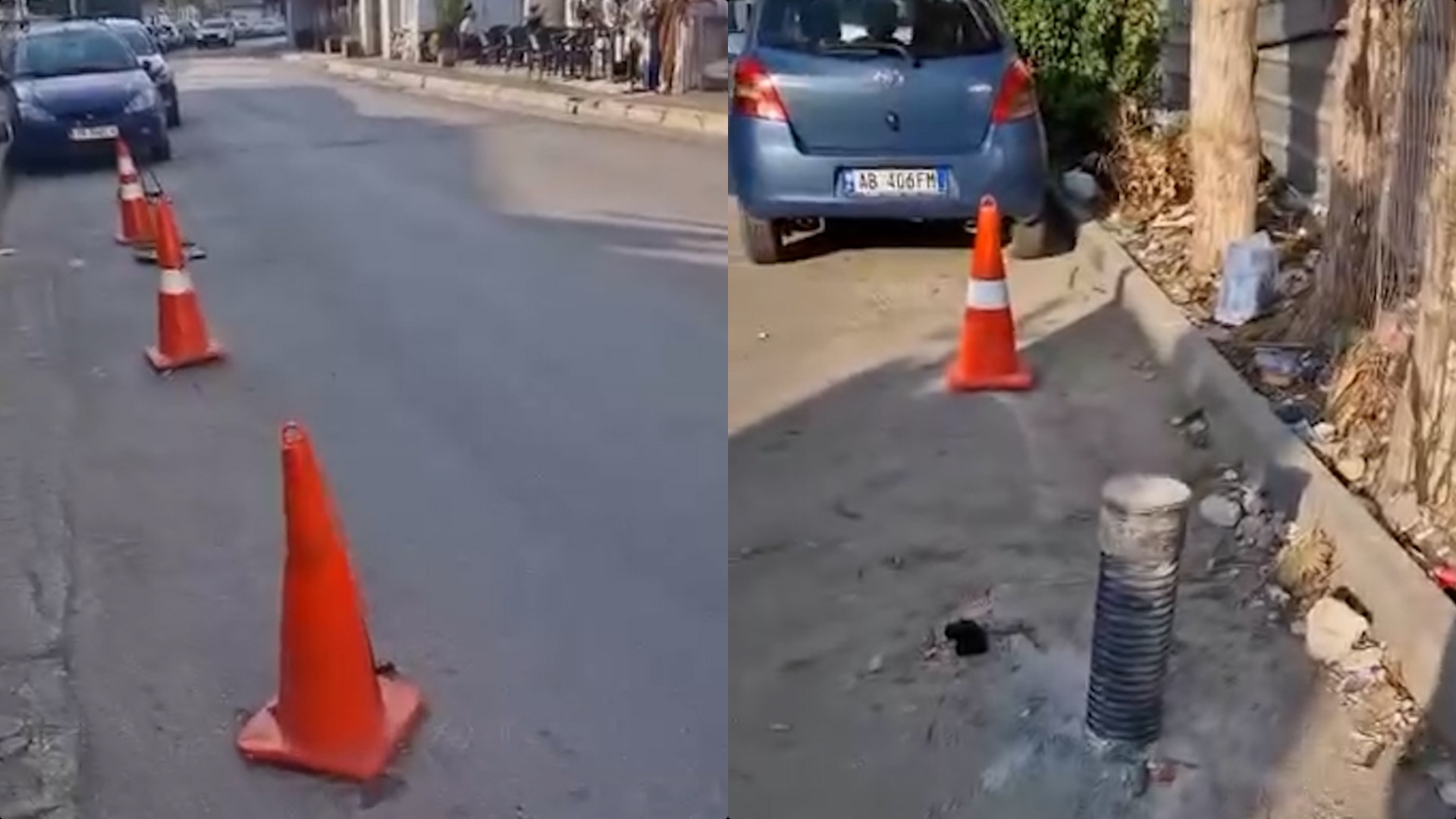Tjetër ‘Tokë e Xanun’, rruga bllokohet me kone të mbushura me beton