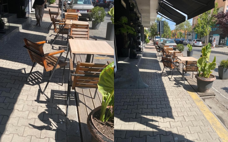 Banori i Tiranës: Trotuari në rrugën “Shyqyri Brari” është bllokuar nga tavolinat