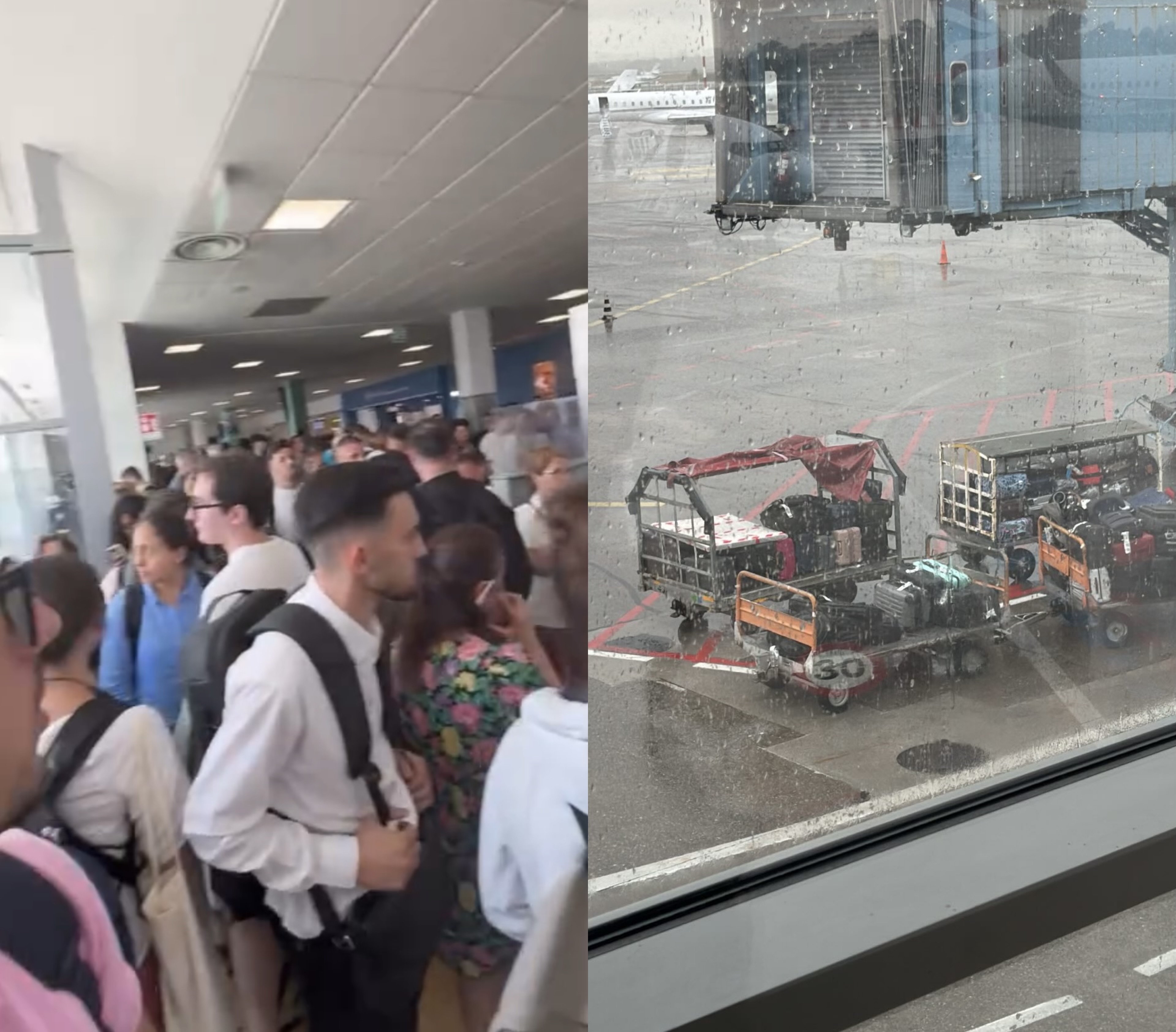 Kaos në aeroportin e Pizës: Fluturimi drejt Tiranës shtyhet dhe anulohet pa arsye, valixhet në shi prej disa orësh
