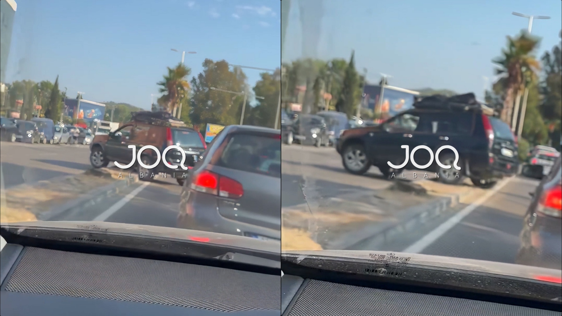 Turisti mërzitet nga trafiku, kthen makinën mbi trotuar