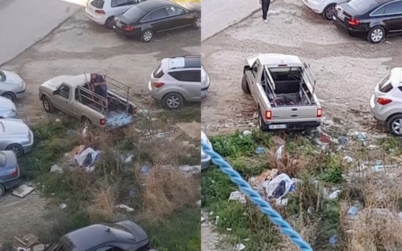 Një person hedh inerte në rrugën  Astrit Losha  në Astir  banorët kërkojnë masa ndaj ndotësit