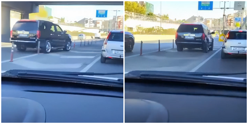 Shoferi ‘trim’ s’pyet për radhë e trafik: Dëmton edhe sinjalistikën rrugore