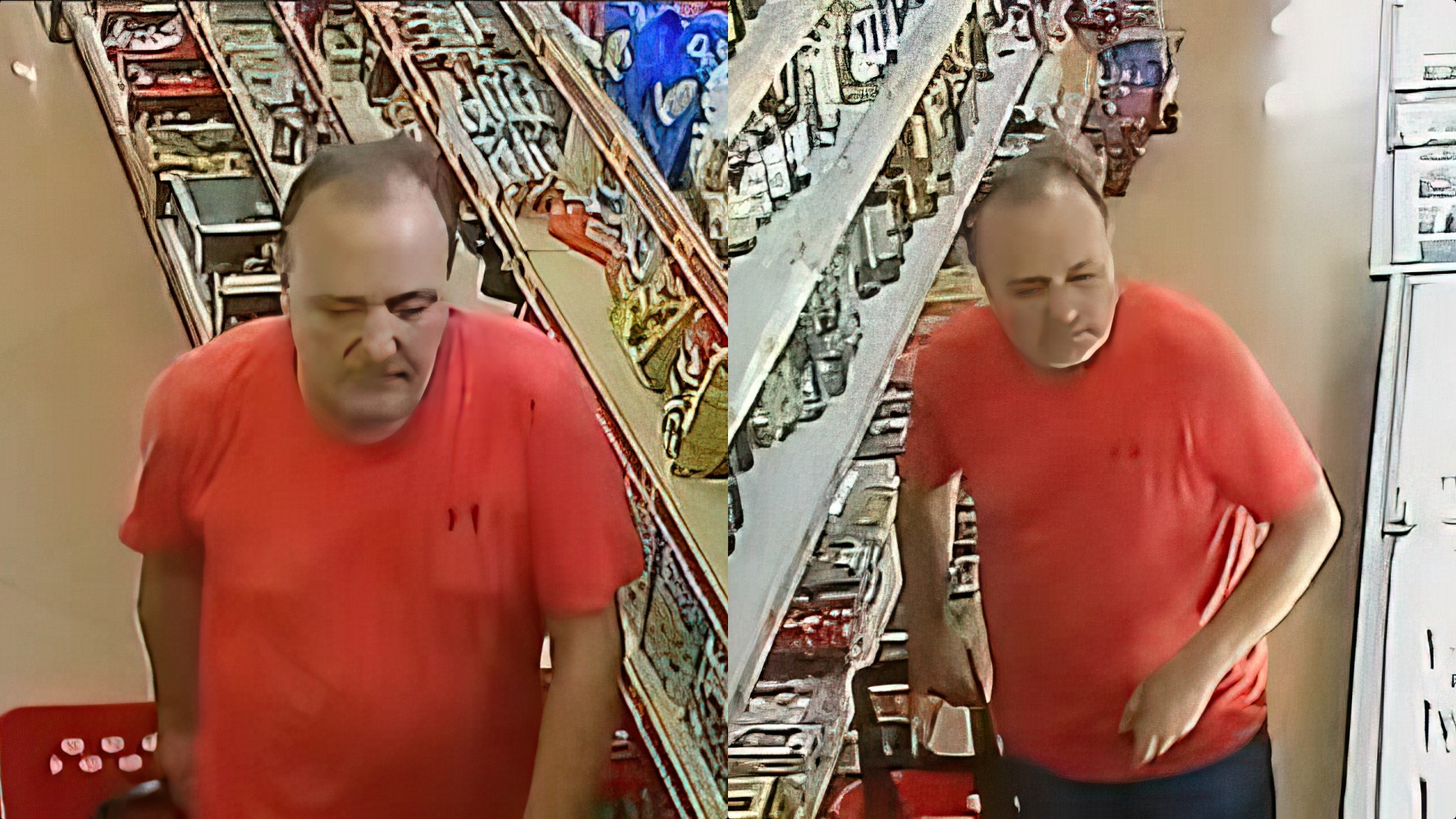 Hajduti me bluzë të kuqe vjedh një shishe GIN, e fut në pantollona