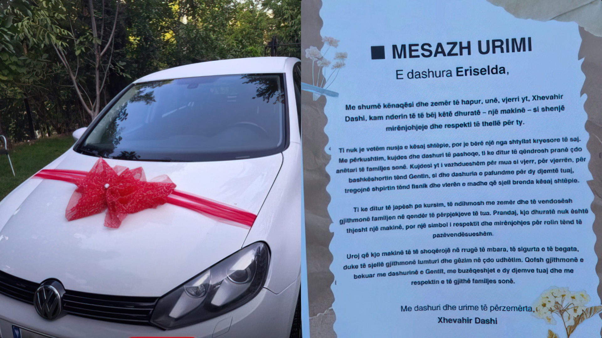 Vjehrri nga Prrenjasi i dhuron makinë nuses së djalit: Je shtylla e shtëpisë