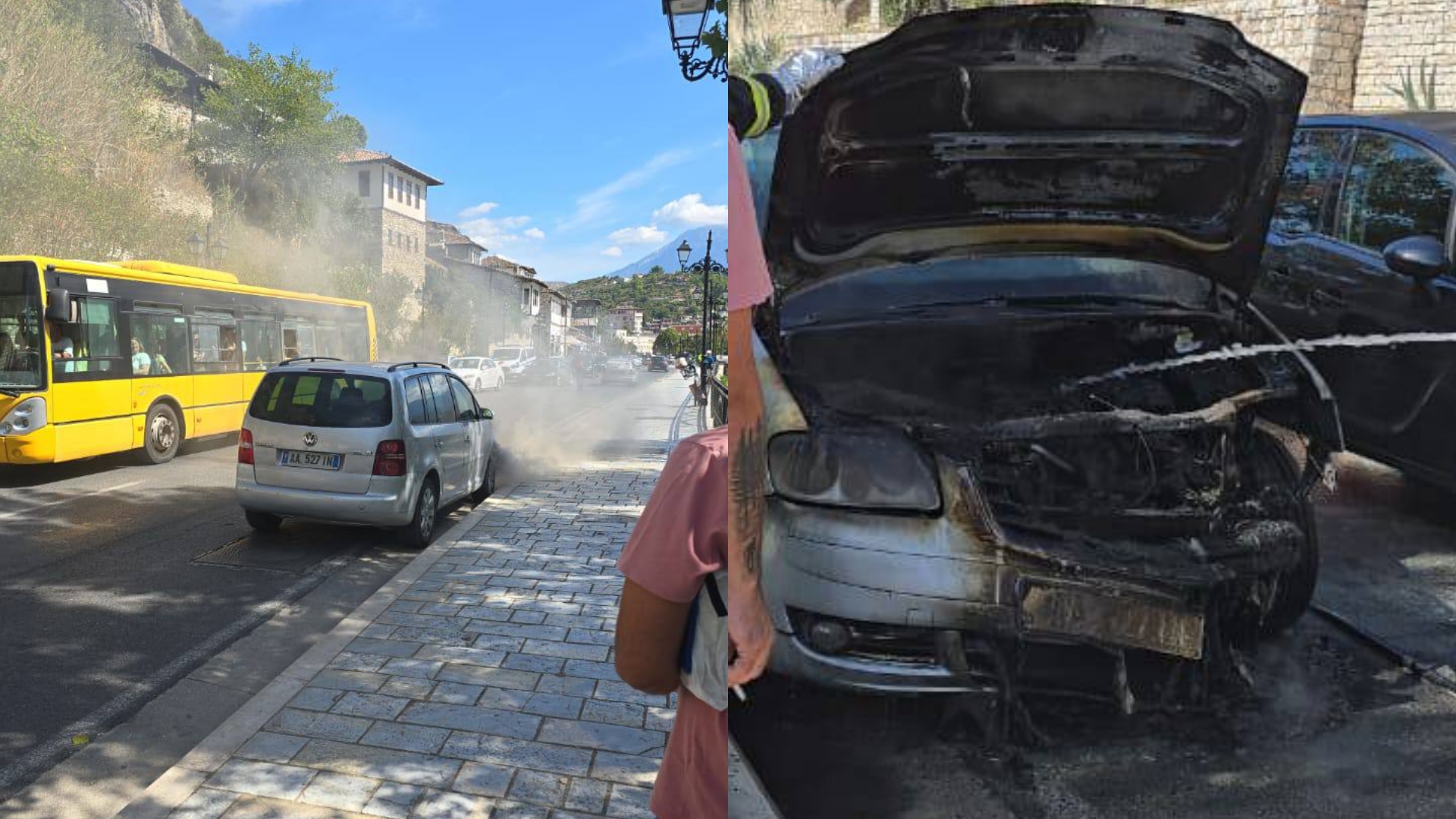 Shkrumbohet nga flakët automjeti në Berat