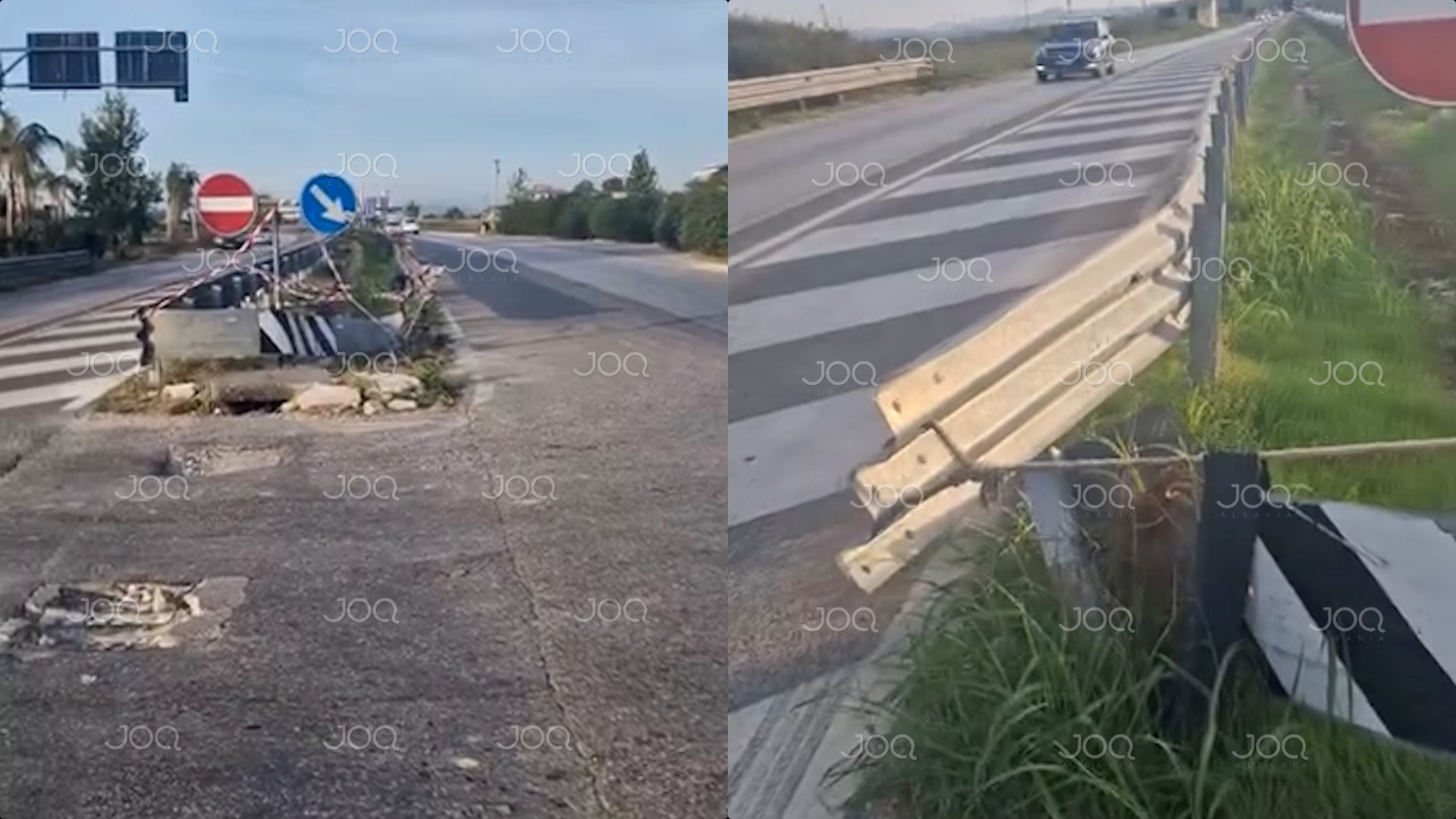 Një ditë pas aksidentit tragjik  barrierat e kryqëzimit janë të shkatërruara