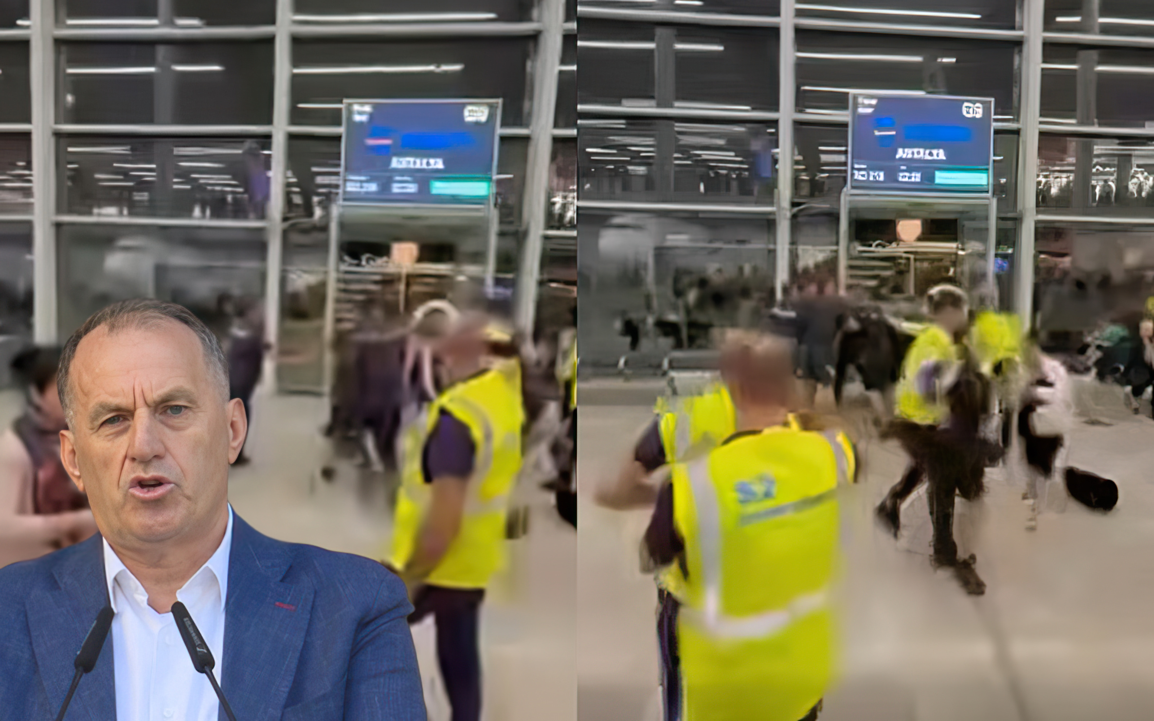 Nipat e Xhemal Qefalisë sherr me policët dhe punonjësit e aeroportit të Rinasit