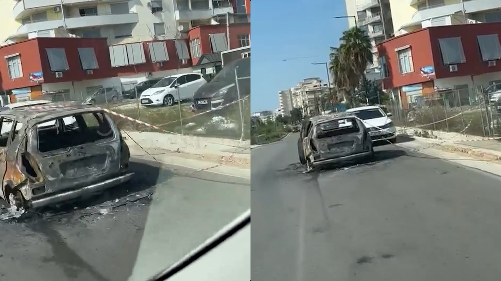 Makina e djegur burim aksidenti, nuk e largon askush nga rruga