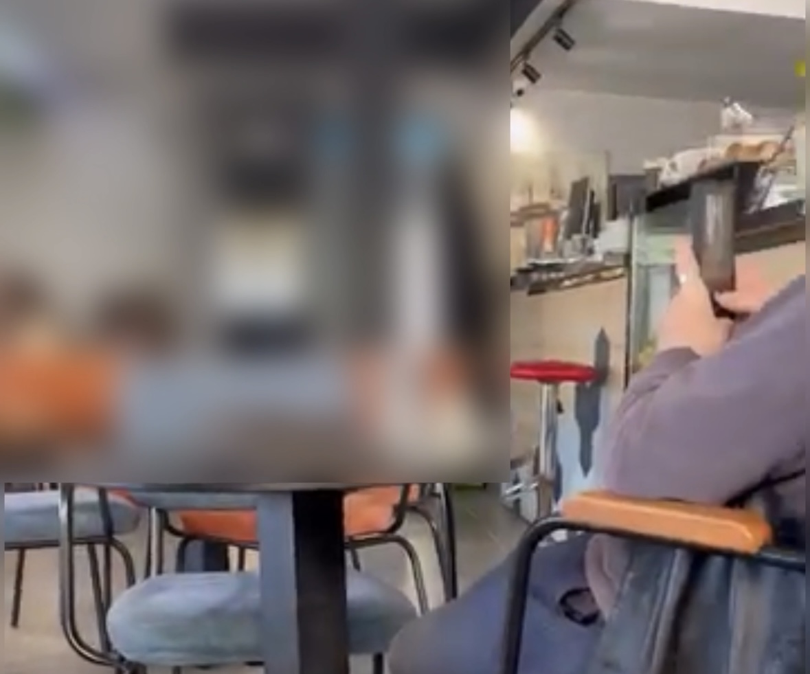Vajzat në terezinë e tyre  i moshuari maniak u bën foto fshehurazi me celularin e tij